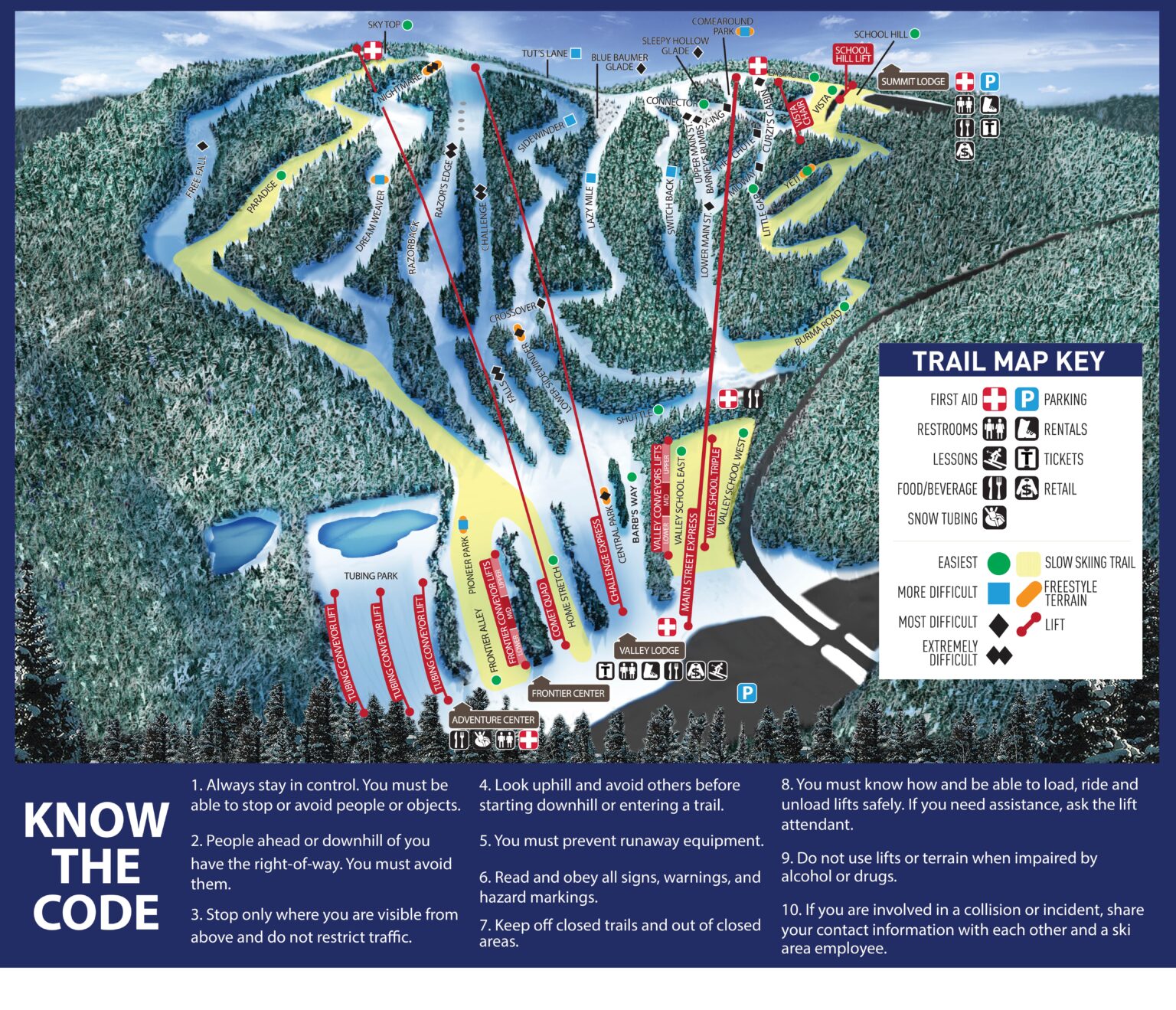 Poconos ski trail map for Blue Mountain Resort